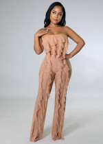 Sexy Mesh Ruffled Tube Top And Pants 2 Piece Sets ME-8053
