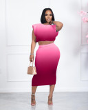 Casual Sexy Gradient Top And Skirt Two Piece Sets CL-6124