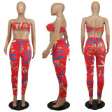 Sexy Printed Tube Top And Pants 2 Piece Sets APLF-2013