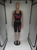 Pink Letter Tank Top And Shorts 2 Piece Sets BLI-2578
