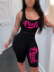 Pink Letter Tank Top And Shorts 2 Piece Sets BLI-2578