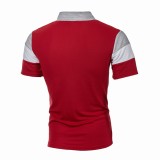 Men's Sports Casual Lapel Color Block Short Sleeve Top FLZH-ZT122
