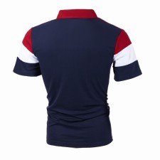 Men's Sports Casual Lapel Color Block Short Sleeve Top FLZH-ZT122