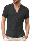 Men's Stand Collar Simple Short Sleeve Top 5XL FLZH-ZT128
