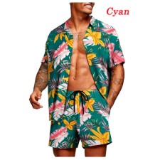 Short Loose Hawaiian Print Casual Shirt Set FLZH-ZT165-ZK81