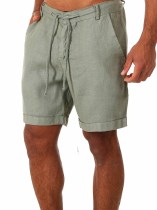 Men's Solid Color Lace Up Sports Casual Shorts FLZH-ZK73