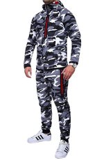 Men Camouflage Print Coat Two-Piece Pants Sets FLZH-W27-ZK27
