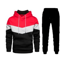 Men's Casual Color Block Hooded Sweatshirt Two-Piece Pants Sets FLZH-ZW105-ZK33