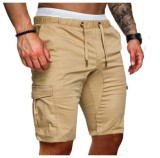 Men's Solid Color Tether Casual Shorts FLZH-ZK57