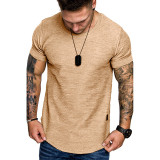 Men's Casual Fashion Solid Color Short Sleeve T-Shirt FLZH-ZT139
