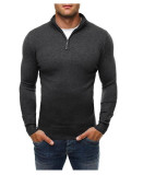 Men's Casual Zip Solid Slim Long Sleeve Top  FLZH-W15
