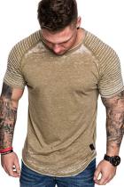 Men's Casual Pleated Solid Color T-shirt FLZH-ZT118
