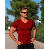 Men's Casual V Neck Short Sleeve T-shirt FLZH-ZT168