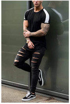 Men's Fashion Colorblock Short Sleeve T-Shirt FLZH-ZT162