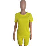 Solid T Shirt And Shorts 2 Piece Sets LSD-83666