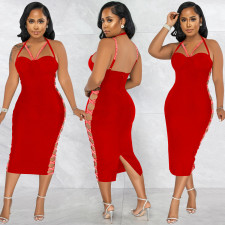 Sexy Hot Drlling Hollow Out Sling Midi Dress BY-5657