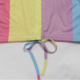 Colorful Printed Sleeveless Midi Skirt 2 Piece Sets NY-2395