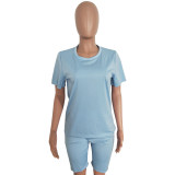 Solid T Shirt And Shorts 2 Piece Sets LSD-83666