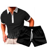 Men's Casual Print POLO Two-Piece Shorts Sets FLZH-ZT158-ZK70