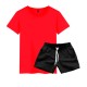 Men's Short Sleeve Fashion T-Shirt Two Piece Shorts Set FLZH-ZT129-ZK70