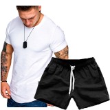 Men's Casual Short Sleeve T-Shirt Two Piece Shorts Set FLZH-ZT139-ZK70