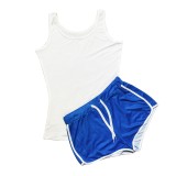 Plus Size Solid Tank Top And Shorts Sports Suits SHD-9373