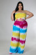 Plus Size Printed Tube Top Straight Pants 2 Piece Sets YH-008