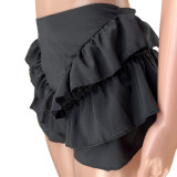 Solid Ruffled Two Piece Shorts Sets CH-8213