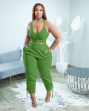 Plus Size Solid Cami Top And Pants 2 Piece Sets SLF-7047