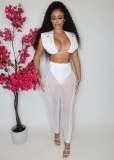 Sexy Crop Top+Mesh Pants Two Piece Sets ZSD-0465