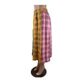 Plaid Buttons Long Skirt DAI-8382