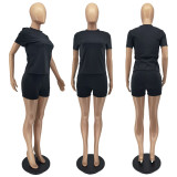 Solid T Shirt And Shorts Two Piece Sets WSM-5304