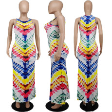 Sexy Printed Sleeveless Split Maxi Dress APLF-3005
