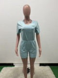 Solid Short Sleeve Casual One Piece Rompers ARM-8176