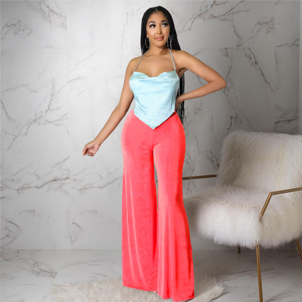 Solid High Waist Wide Leg Pants ASL-6575