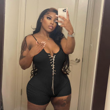 Sexy Lace-Up Sling Bodycon Romper JPF-1069