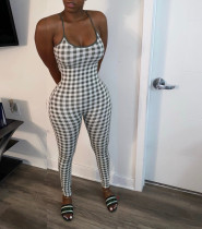 Sexy Plaid Sling Tight Jumpsuit XYMF-88107