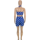 Polka Dot Print Vacation Two Piece Shorts Sets MEI-9253