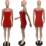Solid Sexy Spaghetti Strap Slim Mini Dress YFS-10083