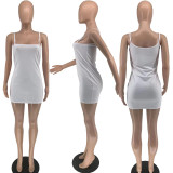 Solid Sexy Spaghetti Strap Slim Mini Dress YFS-10083