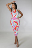 Sexy Printed Sleeveless Slim Midi Dress MZ-2733