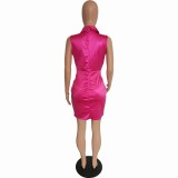 Solid Sleeveless Slim Short Dress BGN-241
