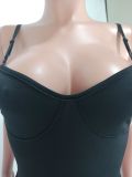 Black Sexy Sling Bodysuit+Mesh Shorts Two Piece Sets YD-8602