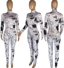 Fashion Print Long Sleeve Jumpsuits YACF-YC8055