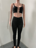 Sexy Cami Top Stracked Pants Two Piece Sets WXIN-1095