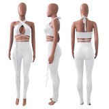 Sexy Halter Bandage Two Piece Pants Sets WXIN-236