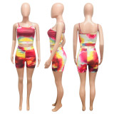 Tie Dye Print Cami Top And Shorts Two Piece Sets WXIN-122
