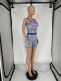 Fashion Houndstooth Print Camisole Shorts Two Piece Sets XYKF-9028