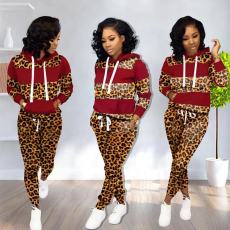 Leopard Printed Fashion Sweatshirt Two-piece Pants Set XYKF-9006
