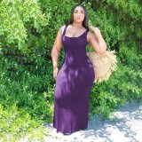 Plus Size Casual Solid Color Sleeveless Maxi Dress XYKF-9032